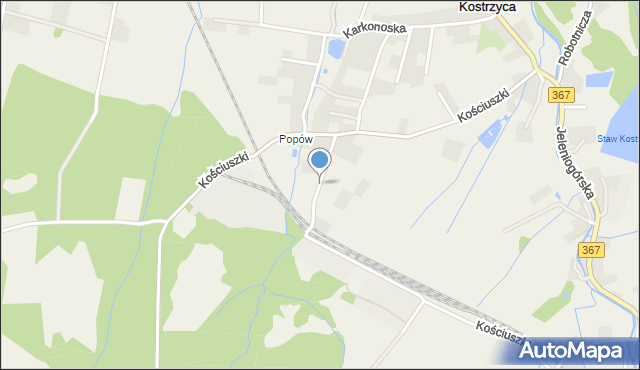 Kostrzyca, Kościuszki Tadeusza, gen., mapa Kostrzyca