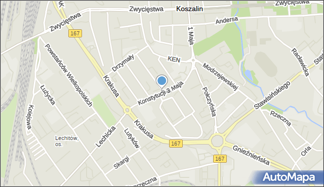 Koszalin, Konstytucji 3 Maja, mapa Koszalina