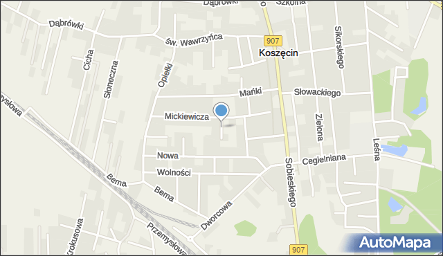 Koszęcin powiat lubliniecki, Kochanowskiego Jana, mapa Koszęcin powiat lubliniecki