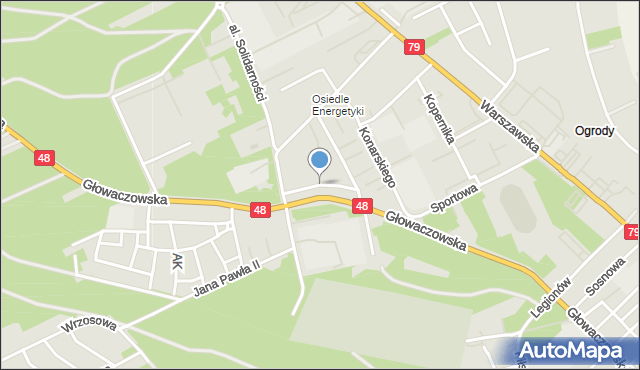 Kozienice, Kołłątaja Hugo, mapa Kozienice