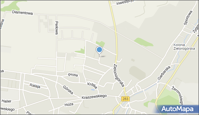 Kożuchów powiat nowosolski, Kolonia Zielonogórska, mapa Kożuchów powiat nowosolski