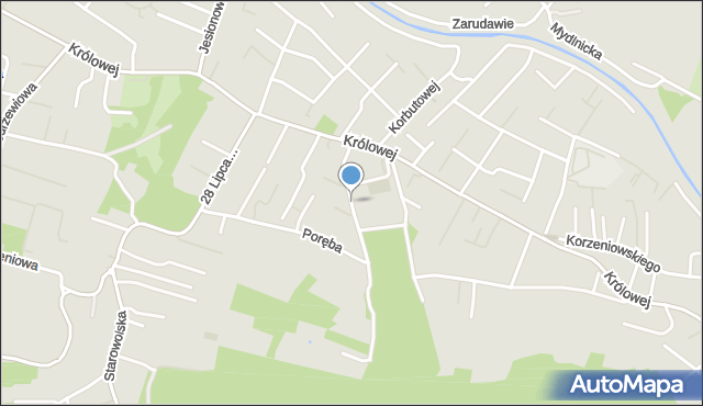 Kraków, Koło Strzelnicy, mapa Krakowa