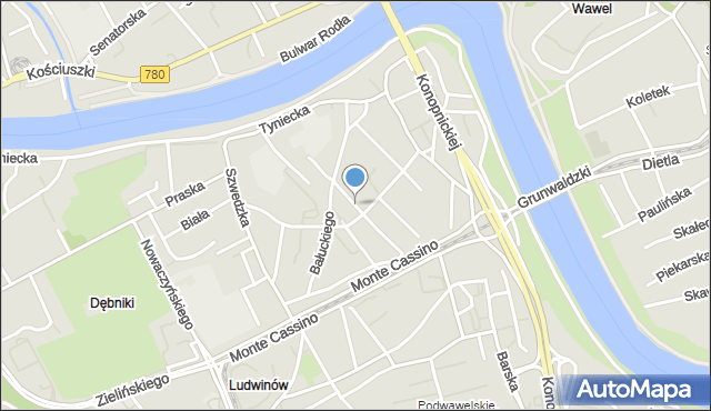 Kraków, Konfederacka, mapa Krakowa