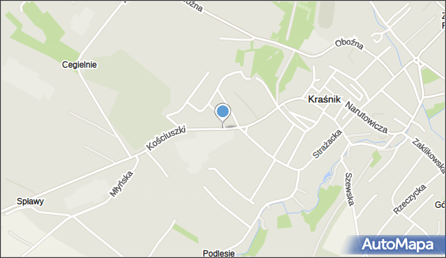 Kraśnik, Kościuszki Tadeusza, gen., mapa Kraśnik