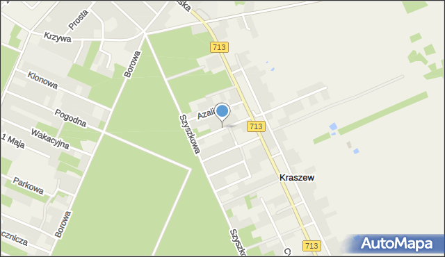 Kraszew gmina Andrespol, Konwaliowa, mapa Kraszew gmina Andrespol