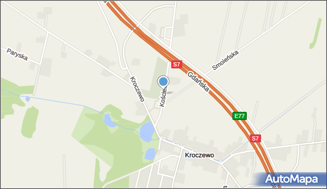 Kroczewo, Kościelna, mapa Kroczewo