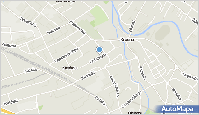 Krosno, Kościuszki Tadeusza, gen., mapa Krosna