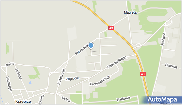 Krzepice powiat kłobucki, Konopnickiej Marii, mapa Krzepice powiat kłobucki