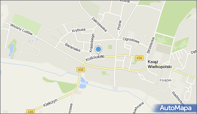 Książ Wielkopolski, Kościuszki Tadeusza, gen., mapa Książ Wielkopolski