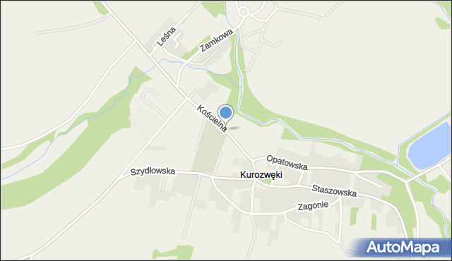 Kurozwęki, Kościelna, mapa Kurozwęki