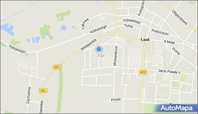 Łask, Kononowicza Macieja Józefa, mapa Łask