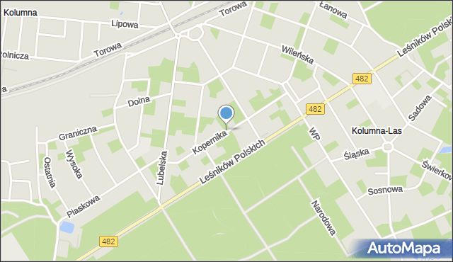 Łask, Kopernika Mikołaja, mapa Łask