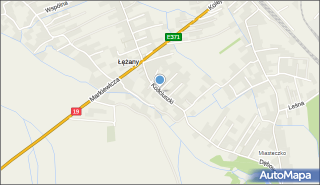 Łężany gmina Miejsce Piastowe, Kościuszki Tadeusza, gen., mapa Łężany gmina Miejsce Piastowe