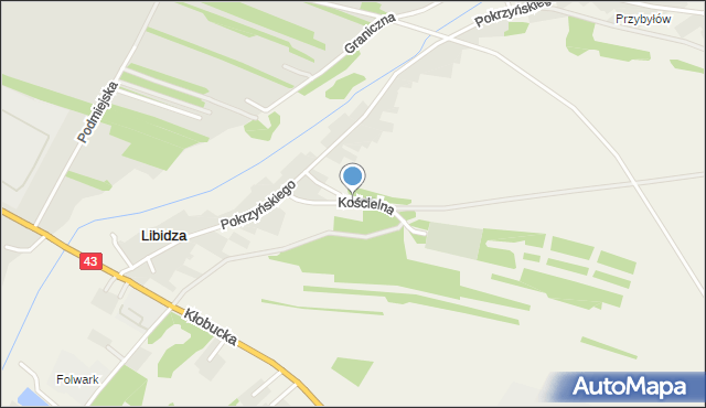 Libidza, Kościelna, mapa Libidza