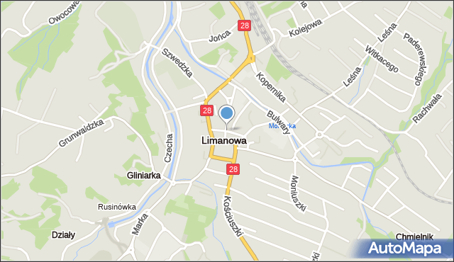 Limanowa, Kowalskiego Ludwika, ks., mapa Limanowa