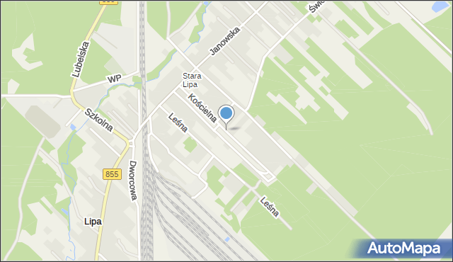 Lipa gmina Zaklików, Kościelna, mapa Lipa gmina Zaklików