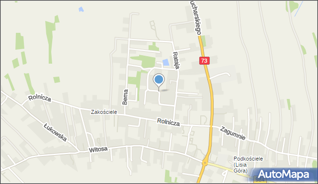 Lisia Góra powiat tarnowski, Kościuszki Tadeusza, gen., mapa Lisia Góra powiat tarnowski