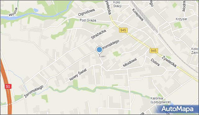 Łodygowice powiat żywiecki, Konwaliowa, mapa Łodygowice powiat żywiecki