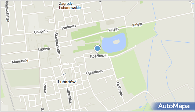 Lubartów, Kościuszki Tadeusza, gen., mapa Lubartów