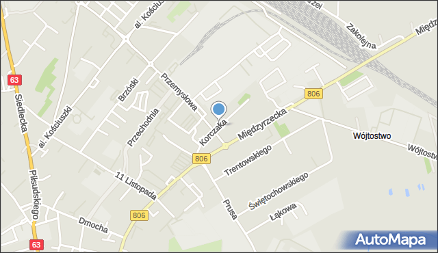 Łuków, Korczaka Janusza, mapa Łuków