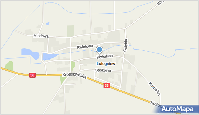 Lutogniew, Kościelna, mapa Lutogniew