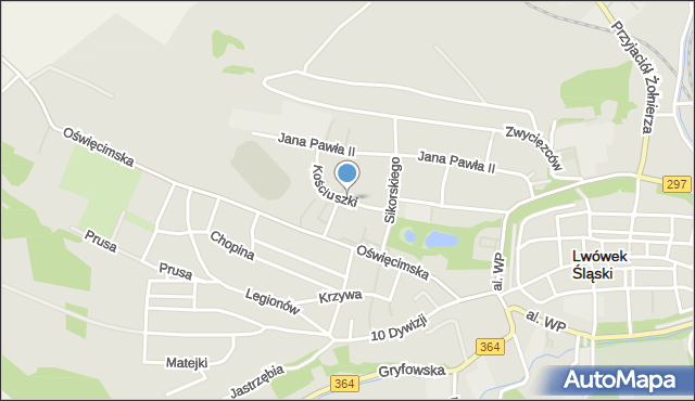 Lwówek Śląski, Kościuszki Tadeusza, gen., mapa Lwówek Śląski