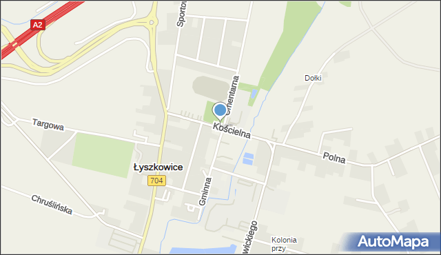 Łyszkowice powiat łowicki, Kościelna, mapa Łyszkowice powiat łowicki