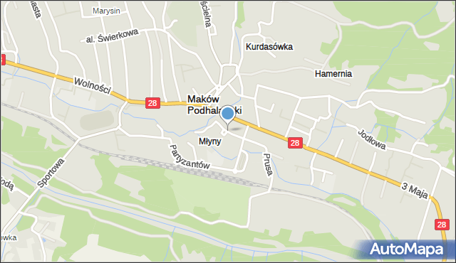Maków Podhalański, Konopnickiej Marii, mapa Maków Podhalański