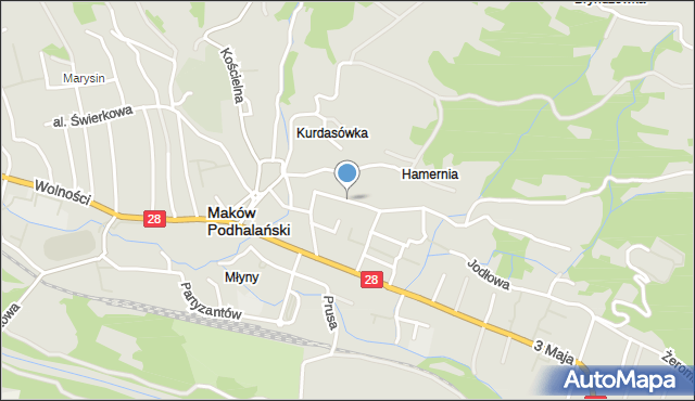 Maków Podhalański, Kościuszki Tadeusza, gen., mapa Maków Podhalański