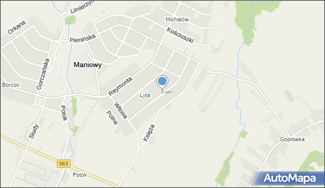 Maniowy, Konopnickiej Marii, mapa Maniowy