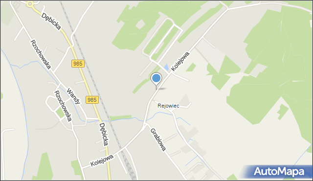 Mielec, Kolejowa, mapa Mielca