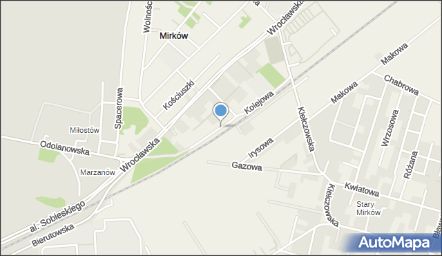 Mirków gmina Długołęka, Kolejowa, mapa Mirków gmina Długołęka