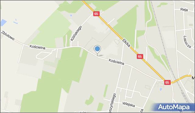 Mońki, Kościelna, mapa Mońki