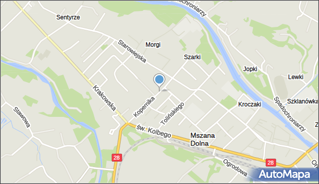 Mszana Dolna, Kopernika Mikołaja, mapa Mszana Dolna