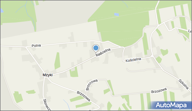 Mzyki, Kościelna, mapa Mzyki
