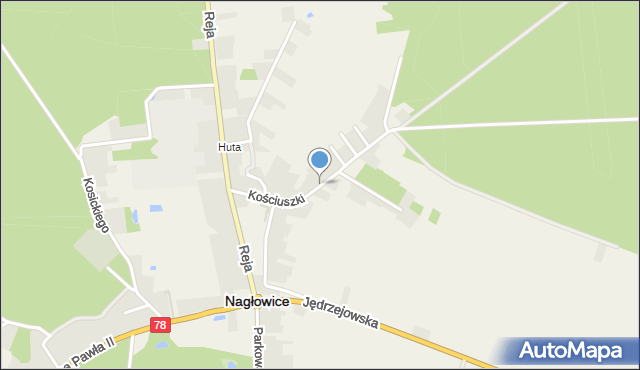 Nagłowice, Kościuszki Tadeusza, gen., mapa Nagłowice