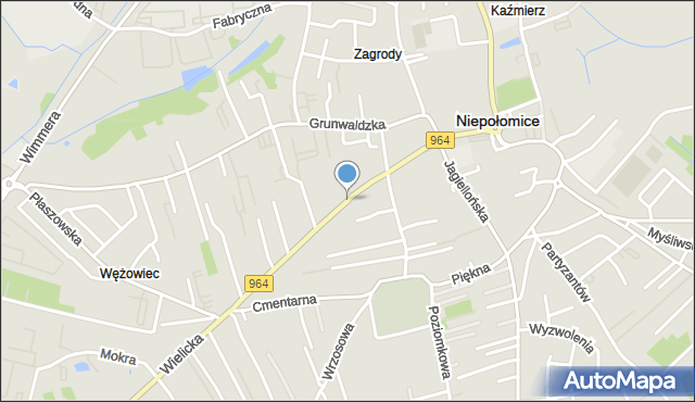 Niepołomice, Kościuszki Tadeusza, gen., mapa Niepołomice