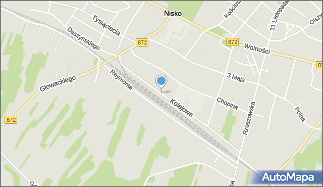 Nisko, Kolejowa, mapa Nisko