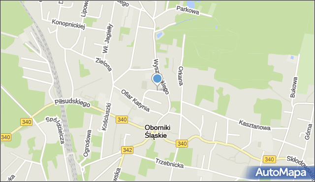 Oborniki Śląskie, Kochanowskiego Jana, mapa Oborniki Śląskie