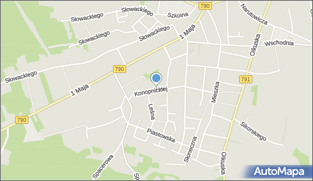 Ogrodzieniec powiat zawierciański, Konopnickiej Marii, mapa Ogrodzieniec powiat zawierciański