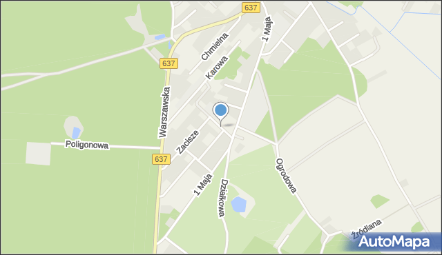 Okuniew, Kozacka, mapa Okuniew