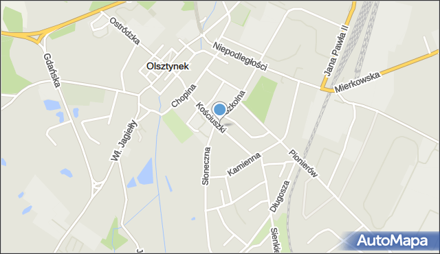 Olsztynek, Kościuszki Tadeusza, gen., mapa Olsztynek