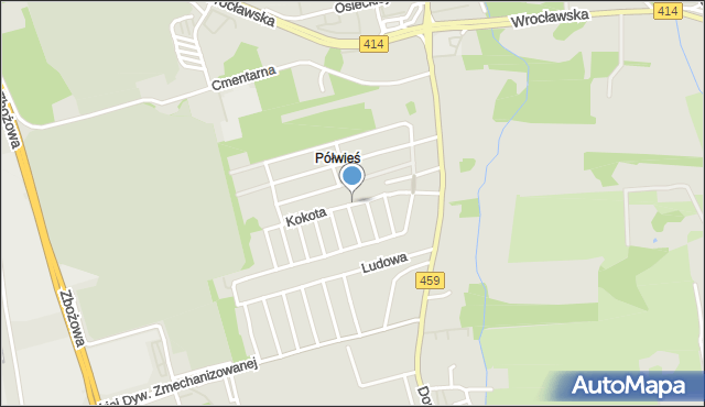 Opole, Kokota Józefa, prof., mapa Opola