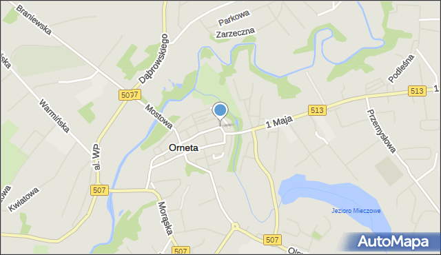 Orneta powiat lidzbarski, Kościuszki Tadeusza, gen., mapa Orneta powiat lidzbarski