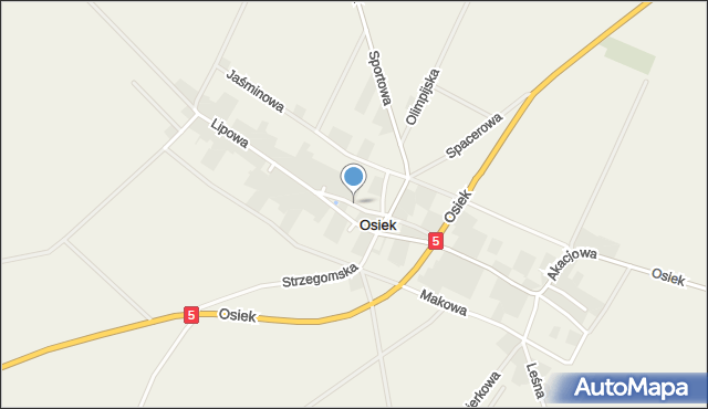 Osiek gmina Kostomłoty, Kościelna, mapa Osiek gmina Kostomłoty