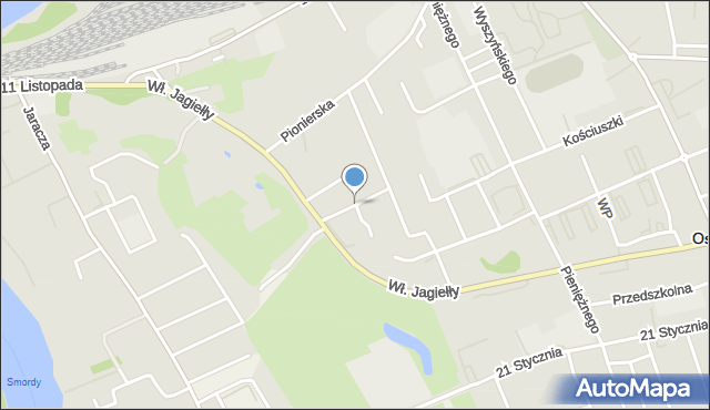 Ostróda, Kozietulskiego Jana Leona, płk., mapa Ostróda