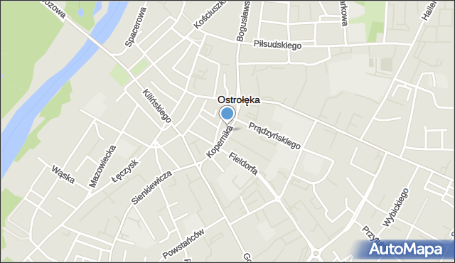 Ostrołęka, Kopernika Mikołaja, mapa Ostrołęka