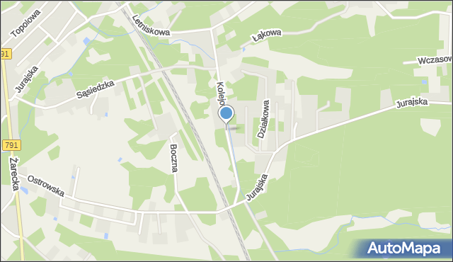 Ostrów gmina Żarki, Kolejowa, mapa Ostrów gmina Żarki