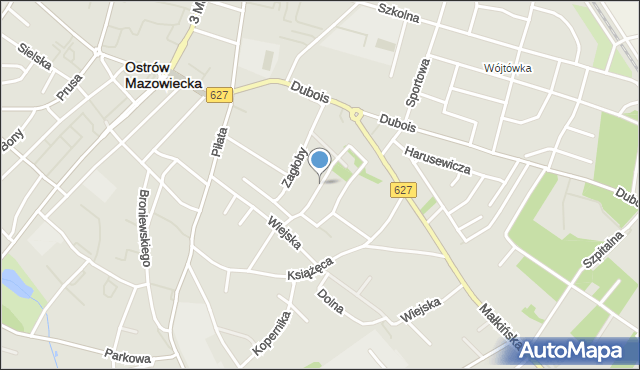 Ostrów Mazowiecka, Kochanowskiego Jana, mapa Ostrów Mazowiecka