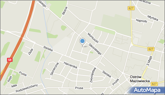 Ostrów Mazowiecka, Kossaka Wojciecha, mapa Ostrów Mazowiecka